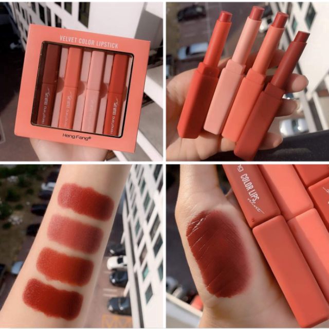 Bộ hộp quà tặng Heng Phường 4 Không thấm nước Không dính Không dính Son môi giữ ẩm Lip Gloss 9104 //Fromhappy | BigBuy360 - bigbuy360.vn
