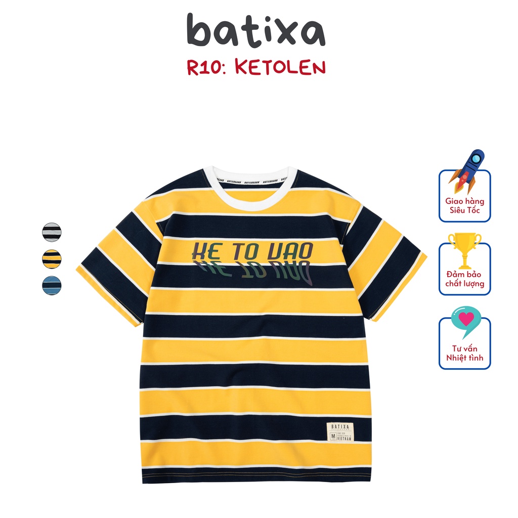 Áo Thun Tay Lỡ Phông Unisex Nam Nữ Kẻ Sọc KE TO LEN R10 Chất Cotton Cực Thoáng Mát Local Brand Chính Hãng BATIXA