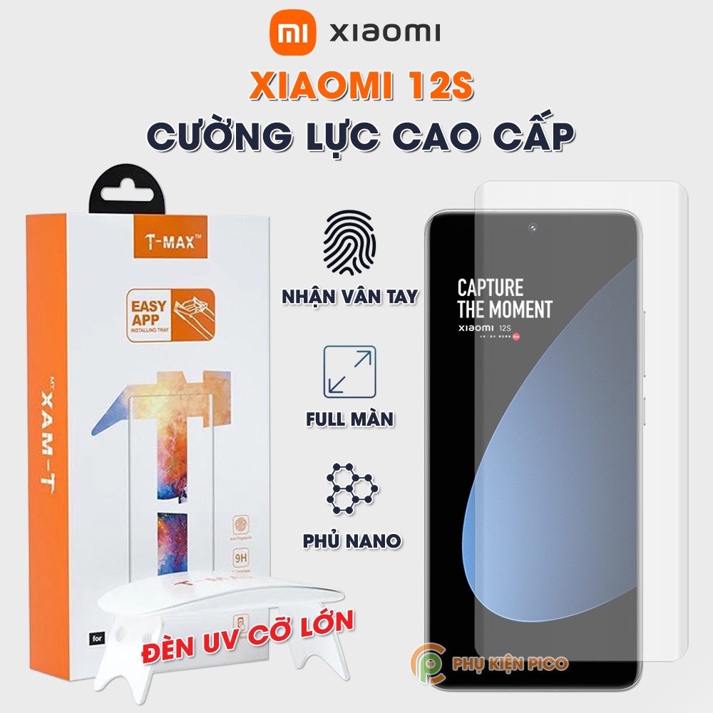 Kính cường lực Xiaomi 12S nhận vân tay màn hình đèn UV cỡ lớn T-Max - Dán màn hình Xiaomi Mi 12S