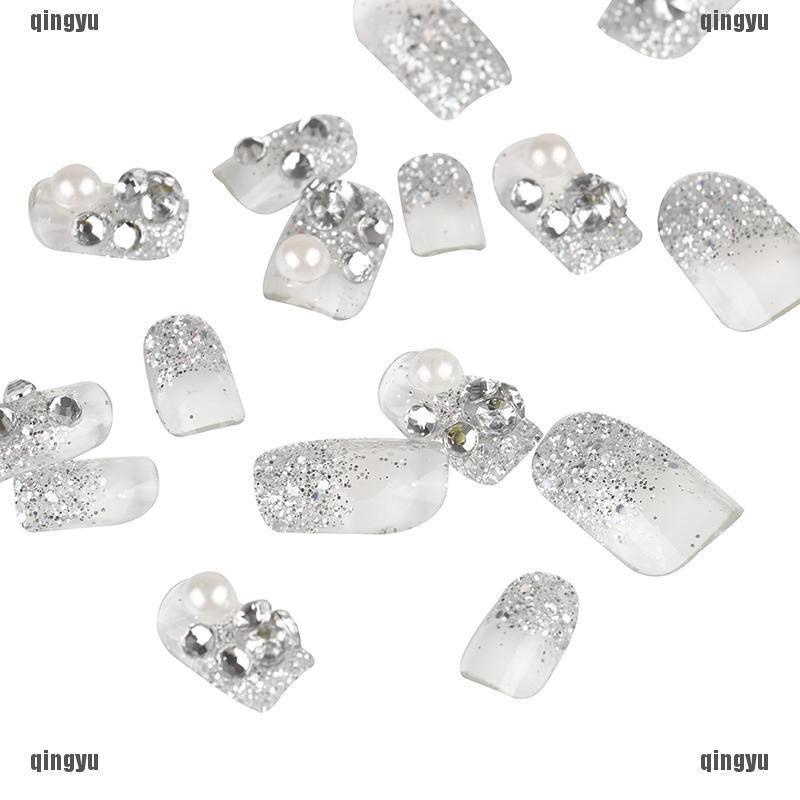 Bộ 24 móng giả đính đá dùng để trang trí móng tiện dụng