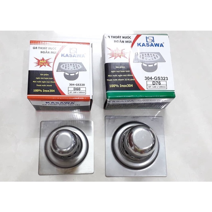 GA THOÁT SÀN NHÀ TẮM NGĂN MÙI CỐC SÂU INOX 304 KASAWA ĐEN GS320, GS323, GS324, GS326