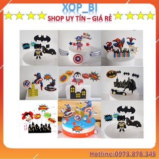 Combo 10 Bộ hình cắm giấy siêu nhân Superman trang trí bánh kem, bánh sinh nhật, topper cake - phụ kiện sinh nhật