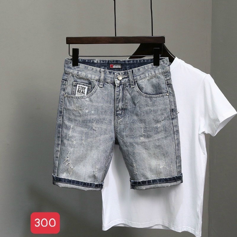 Quần short jean nam xước chất bò - quần short demin lửng nam co giãn thời trang cao cấp Pn_shop90 ms264