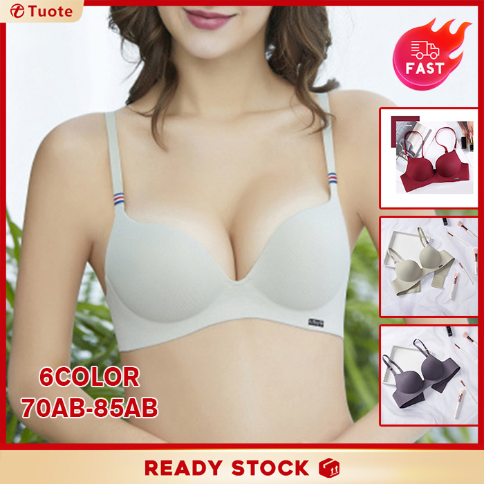32~38AB Cup Women's Bra Ice Silk One Piece Thick Cup Underwear Gathers Seamless Wireless Lingerie