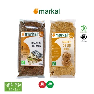 Hạt lanh vàng & nâu hữu cơ Markal gói 500g