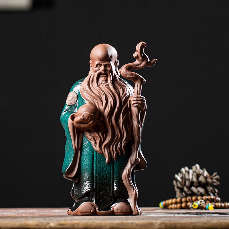 Tượng Tam đa Phúc Lộc Thọ cỡ lớn gốm tử sa - mang lại tài lộc, phúc đức cho gia chủ- quà tặng ý nghĩa