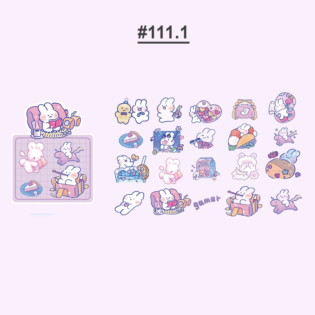 Sticker Pastel trang trí Scrapbook, sổ tay, vở  (set 40 stickers)- [ 111 ]