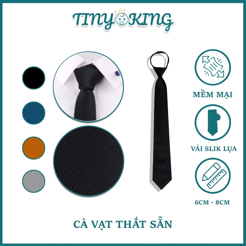 Cà vạt công sở nam vải Silk lụa cao cấp - cà vạt được thiết kế thắt sẵn bản 5cm, 8cm