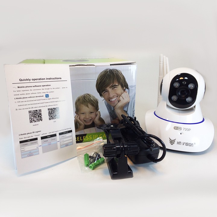 Camera wifi yoosee HN-vision 3 râu 4 led HD-720P YJ02 tặng thẻ nhớ 32G