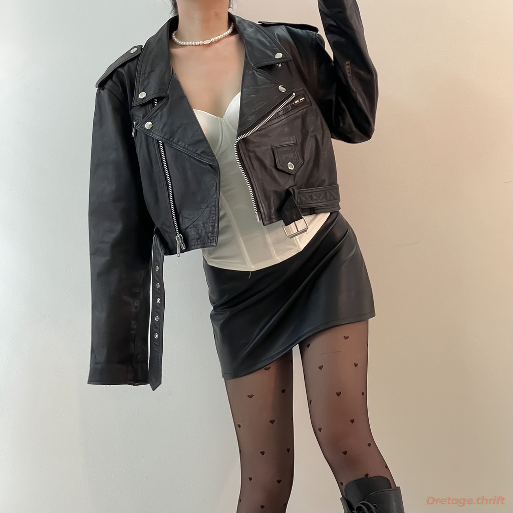 ÁO KHOÁC SECONDHAND DA THẬT BIKER HIỆU CONTEMPO CASUAL