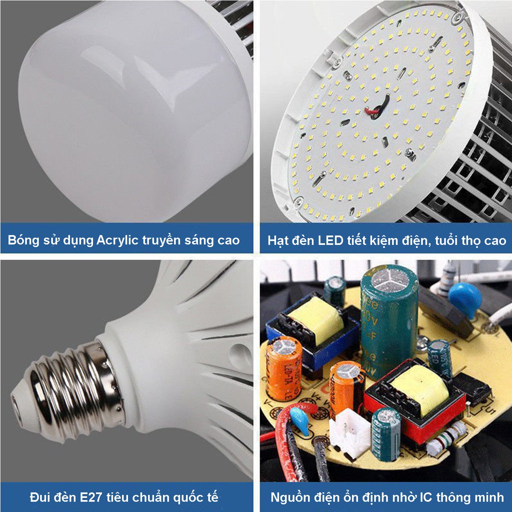 Bóng đèn Led Bulb 50w , 80w , 100w đủ công suất, đui E27, tản nhiệt NHÔM, ánh sáng trắng, dùng cho chụp ảnh, live stream