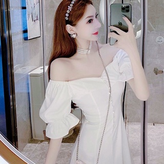 Đầm váy cổ vuông nút bọc 2 màu (kèm hình thật)