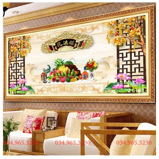 TRANH TREO PHÒNG THỜ - TRANH NGŨ QUẢ TREO PHÒNG THỜ CỠ LỚN - Tranh treo tường phòng thờ đẹp sang trọng