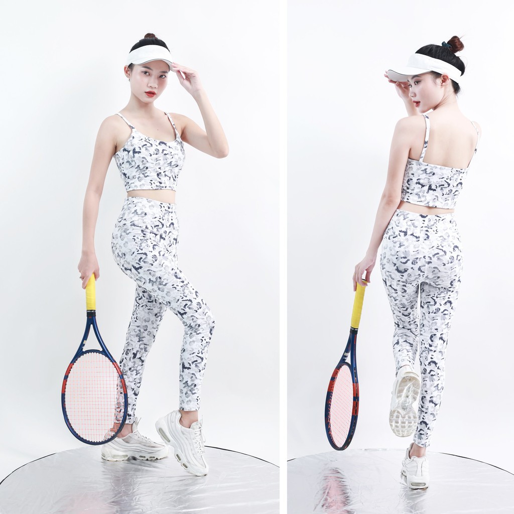 Set Đồ Tập Quần Dài Lưng Cao + Áo Bra 2 Dây Kèm Mút Ngực Tập Yoga Aerobic Chạy Bộ Co Giãn Tốt, Tôn Dáng CH056