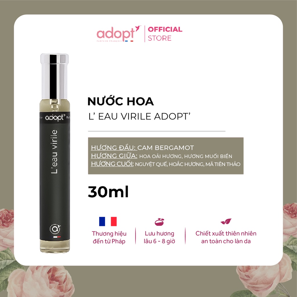 Nước hoa nam chính hãng  Adopt' L'EAU VIRILE Hương thơm mạnh mẽ - Nước hoa nam cao cấp thơm lâu | BigBuy360 - bigbuy360.vn
