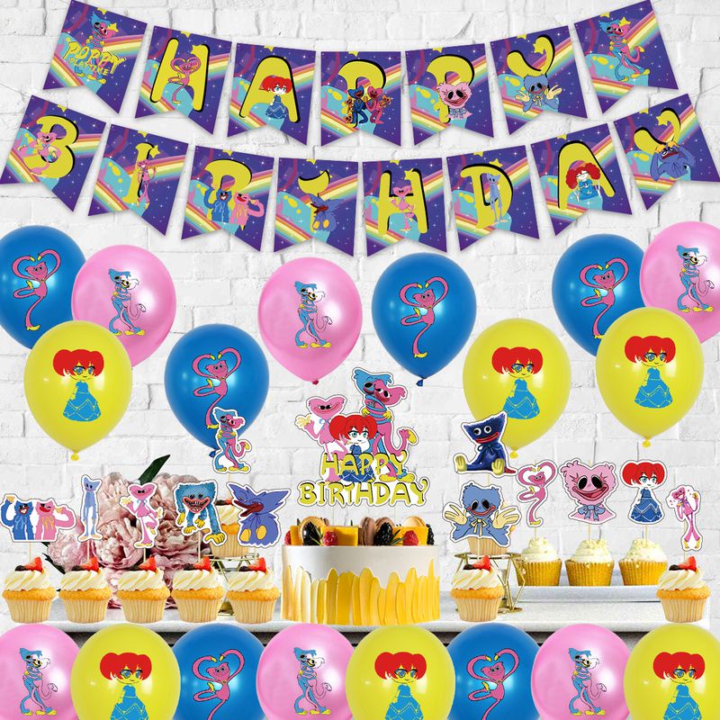 Poppy Playtime character Huggy Wuggy Party Decorations Themed Birthday Party Cake Topper Banner Balloons