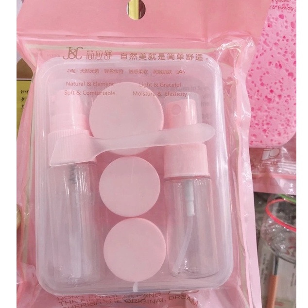 Bộ Lọ Chiết Mỹ Phẩm Du Lịch Tiện Lợi 5 Món/ 4 Món/ 3 Món - Có Túi Zip/ Hộp Nhựa