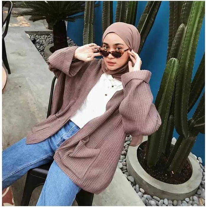 Áo Khoác CARDIGAN Dệt Kim Phong Cách Hàn Quốc Cho Nữ LAVELLA Màu Hồng Bụi