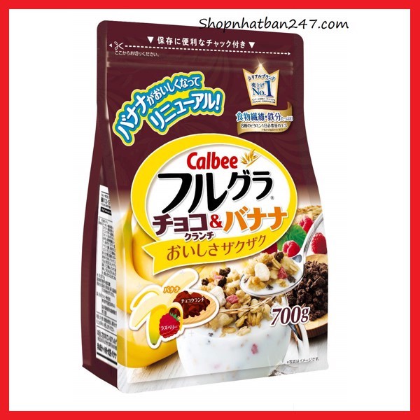 Ngũ cốc dinh dưỡng Calbee Chocolate và chuối 700g Nhật Bản