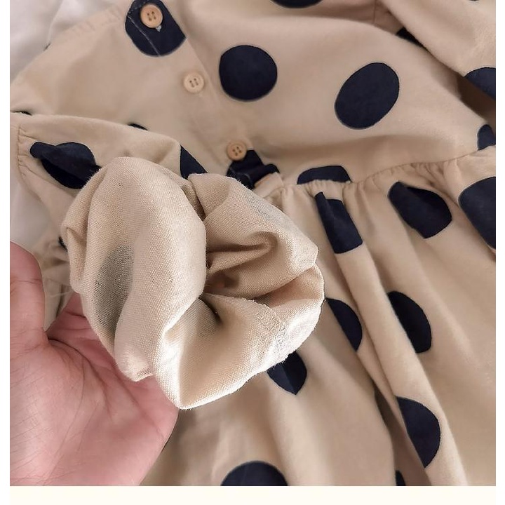 [Babycat] Hàng Có Sẵn Bán Chạy Đầm Chấm Bi Nhỏ Tay Dài Thời Trang Hàn Quốc Nhật Bản Hàn Quốc Cho Bé Gái
