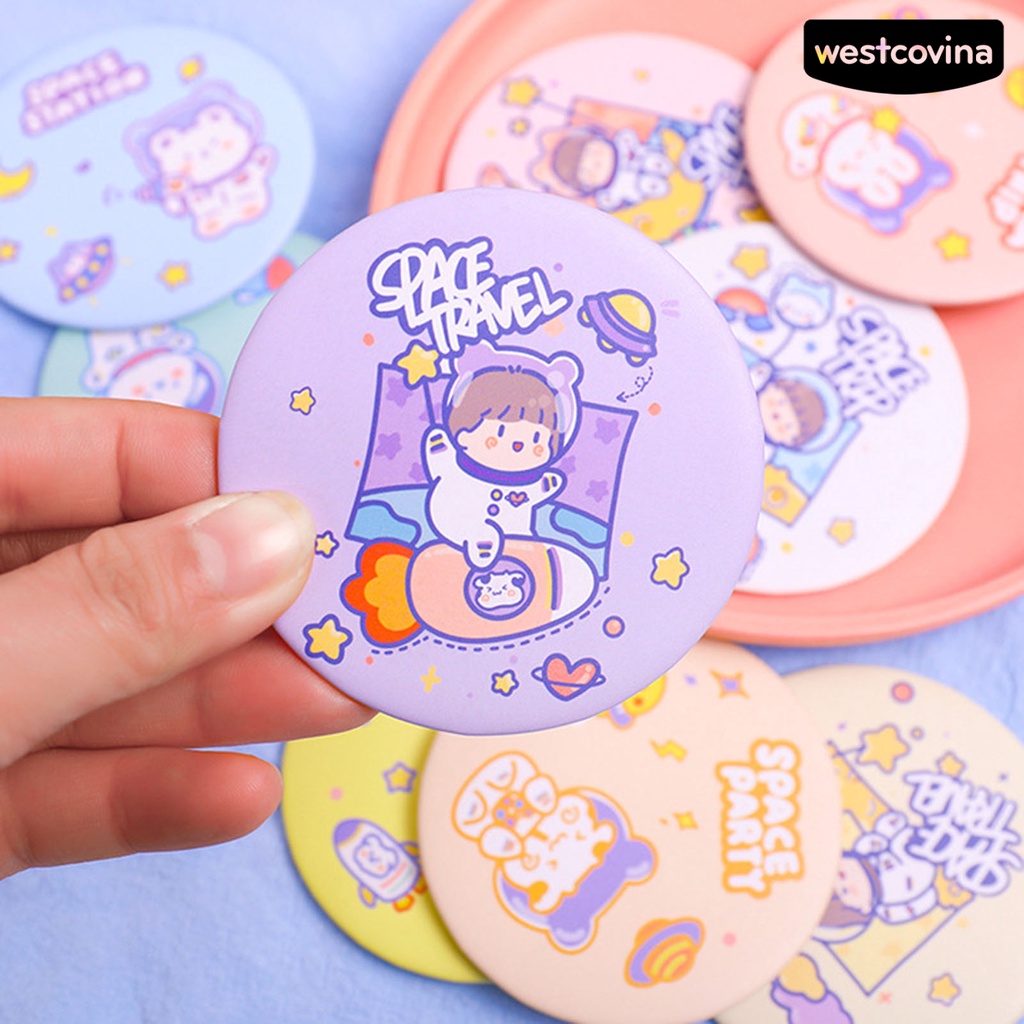 [Hot]✍Set 10 Gương Trang Điểm Hình Tròn Với Tay Cầm Cố Định Tiện Dụng Cho Nữ