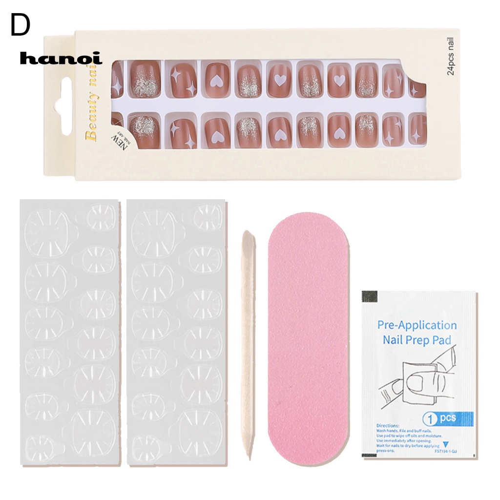 Móng Tay Giả Dáng Dài Siêu Nhẹ Chống Thấm Nước Trang Trí Trái Tim Sang Trọng