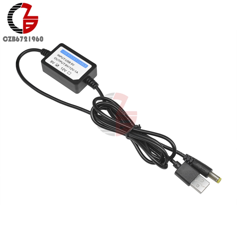 Bộ chuyển nguồn tăng áp DC-DC 5V đến 9V 12V 1A dây cáp USB đầu cắm 5.5x2.1mm cho sạc dự phòng
