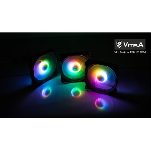 Bộ 3 Quạt – Fan case Vitra RAINBOW RGB và bộ hub điều khiển đa chế độ LED