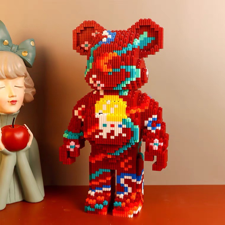 Xếp hình lắp ráp Le go tượng gấu bearbrick cỡ 35cm  bear brick LOL Jinx League XINZAI trưng bày trang trí sang trọng