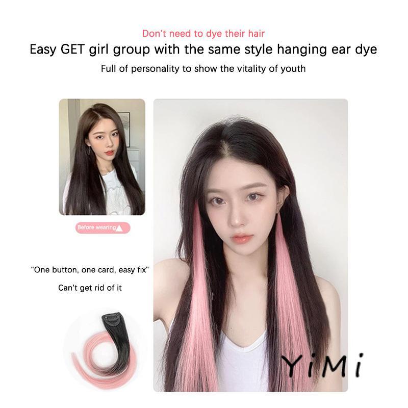 Bộ Tóc Giả Thẳng Dài 50cm Màu Gradient Chịu Nhiệt Magic