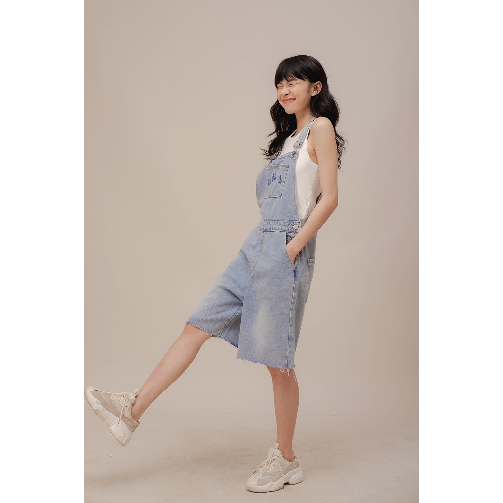 [SALE UP TO 50%] Short yếm jeans thêu bướm LENCLOTHING 8033