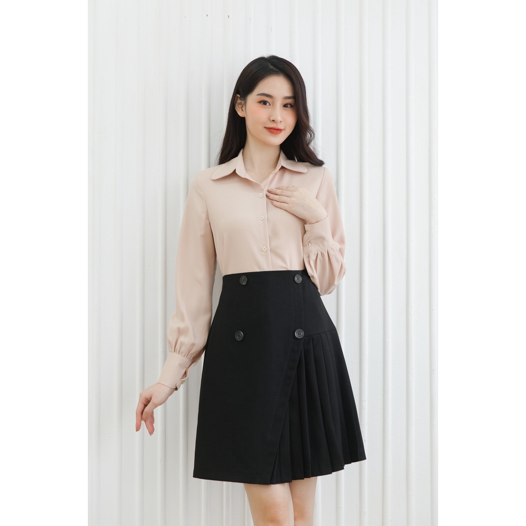 Áo sơ mi nữ dài tay công sở cổ sen chất sạn lụa tôn dáng, không nhăn nhàu hàng thiết kế TIIN STORE AHD147