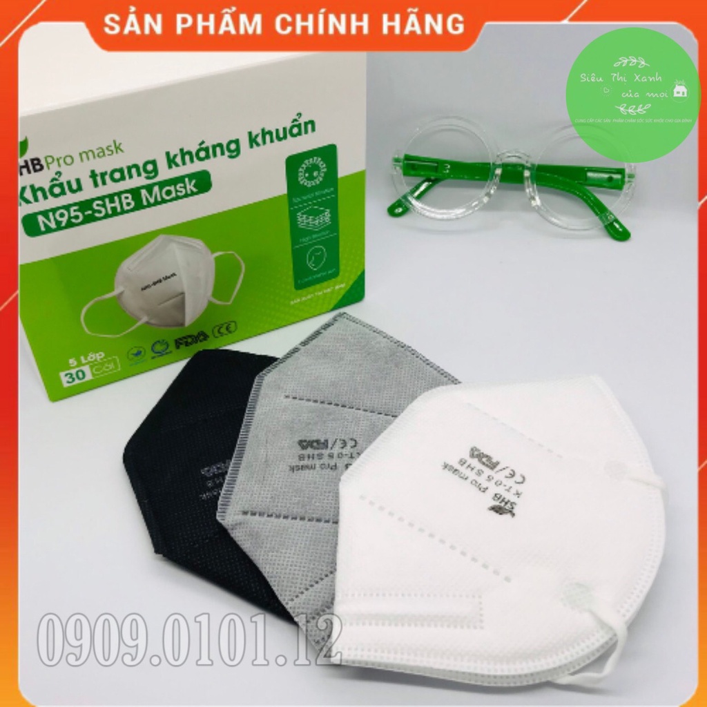 KHẨU TRANG KHÁNG KHUẨN N95 (SHB Pro Mask - FFP2 - 5 Lớp - Hàng Xuất Khẩu, Phân Phối Bệnh Viện) [Chính Hãng - Độc Quyền]