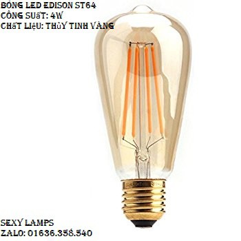 (ST64_4W_TTV) BÓNG LED EDISON THỦY TINH ST64 4W THỦY TINH VÀNG
