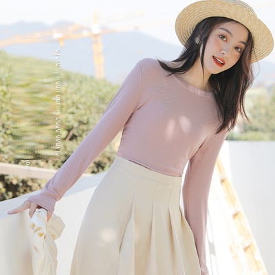 Áo phông dài tay cổ tròn T2088 dáng ôm mùa xuân hè style Hàn Quốc áo thun dài KRfashion | BigBuy360 - bigbuy360.vn