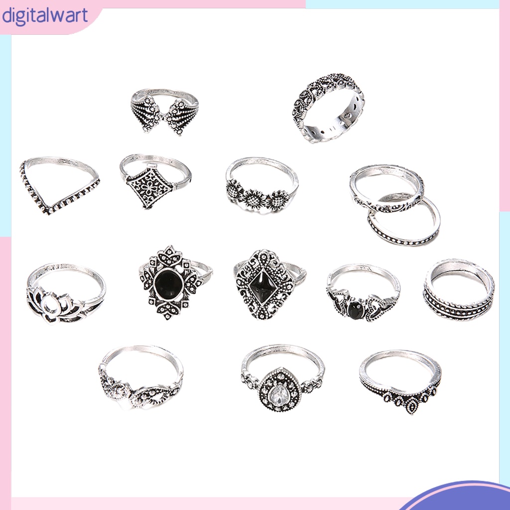 Set 15 nhẫn đeo ngón tay phong cách thời trang dành cho nữ
