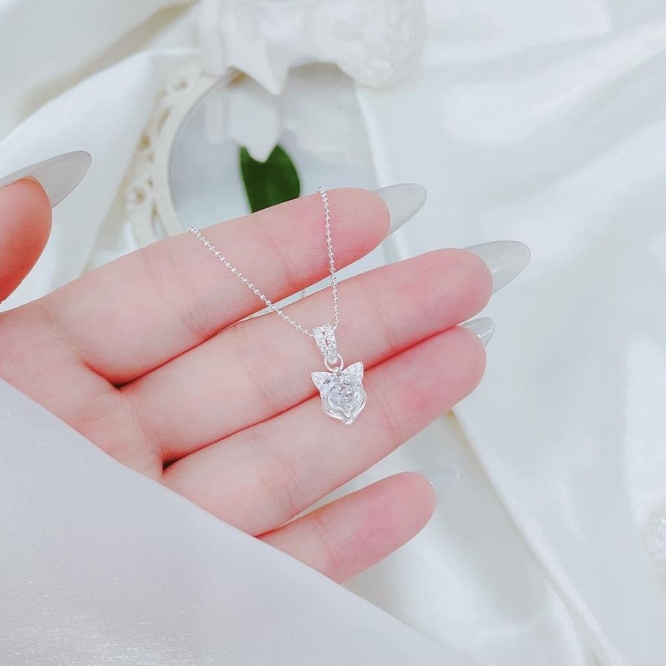 Dây chuyền bạc nữ mặt hồ ly đính đá màu - Trang sức bạc Evasilver