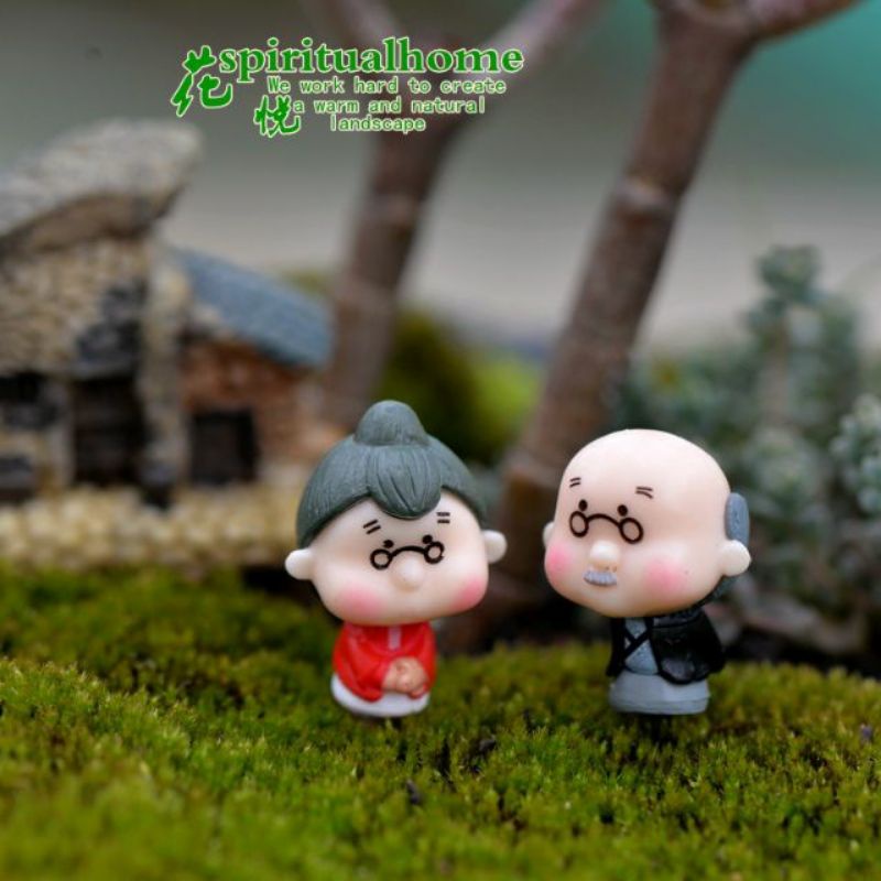 Tiểu cảnh ông bà Nhật Bản mô hình mini trang trí chậu cây vườn terrarium bể cá