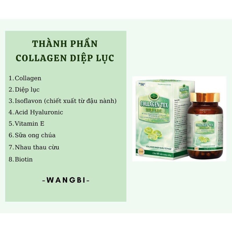 Diệp Lục Collagen TEX bổ sung Isoflavon, sữa ong chúa,chống lão hóa, cải thiện nếp nhăn