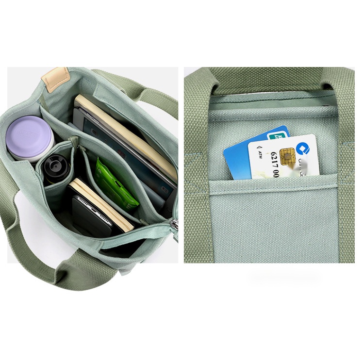 Túi Xách Canvas Nhiều Ngăn Phong Cách Nhật Bản Cho Nữ