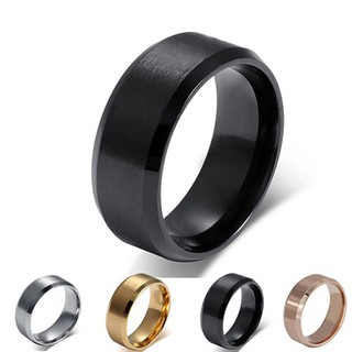 Nhẫn titan mạ vàng 18k đơn giản cá tính 8mm dành cho nam và nữ