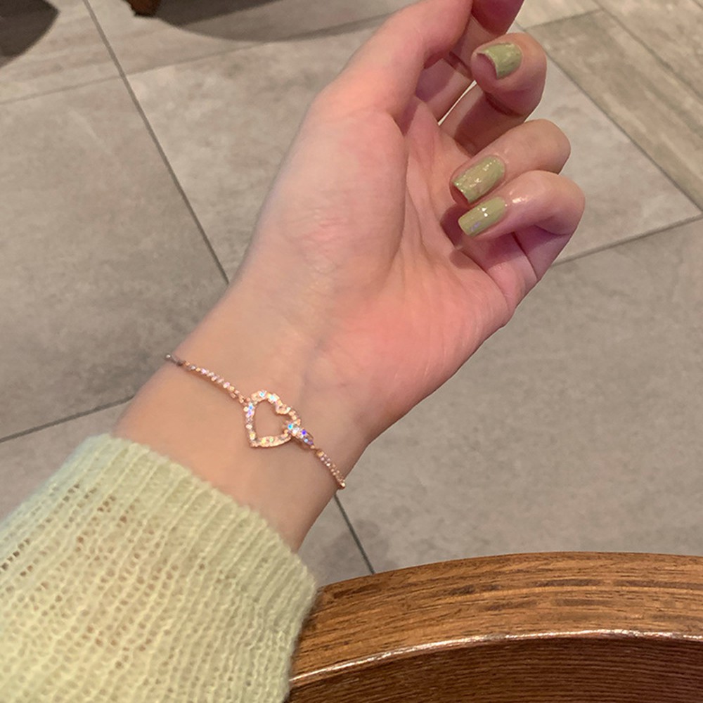 Vòng Tay Mặt Trái Tim Rỗng Đơn Giản Phong Cách Hàn Quốc Có Thể Điều Chỉnh Cho Nữ