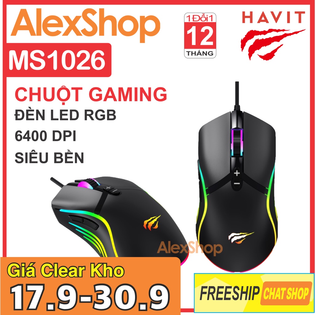🔥17.9 - 30.9🔥Chuột Gaming Havit MS1026 Đèn RGB - Chính Hãng Bảo Hành 1 Đổi 1 12 Tháng