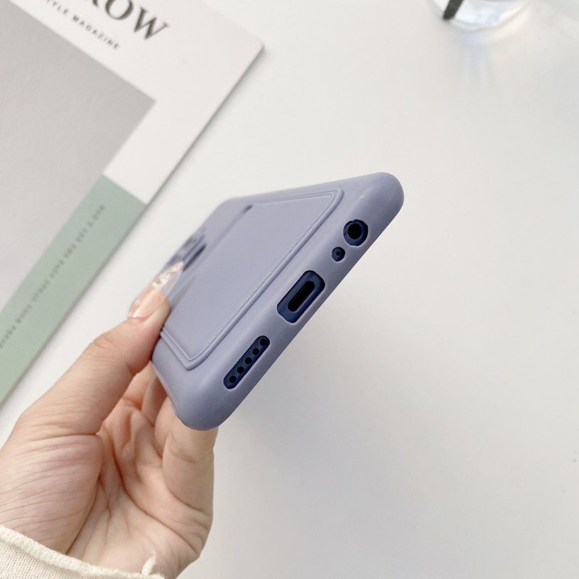 Ốp điện thoại silicone có ngăn đựng thẻ cho Xiaomi Redmi Note 10 Pro Max Note10 10S 8 8A 7A K40 Pro Poco F3