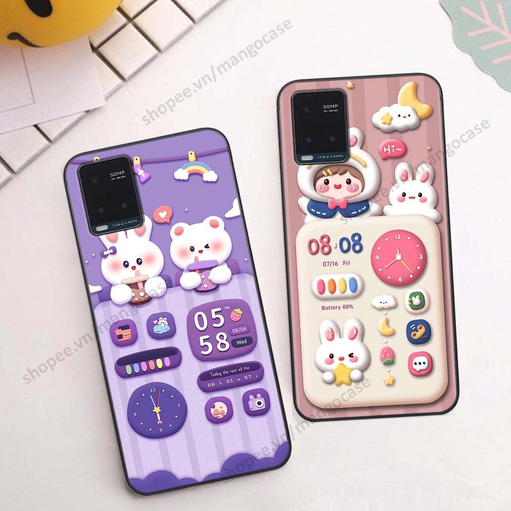 Ốp lưng Vivo Y21 / Y21s / Y33s hình gấu, thỏ, đồng hồ cute dễ thương
