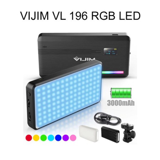 Đèn Led Mini VIJIM VL196 RGB chỉnh độ K 2500K 9000K kèm phụ kiện