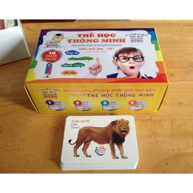 Bộ Thẻ Học Flashcard phát triển tư duy cho bé 18 Chủ Đề/ 16 chủ đề, thẻ học Glenn Doman loại to song ngữ