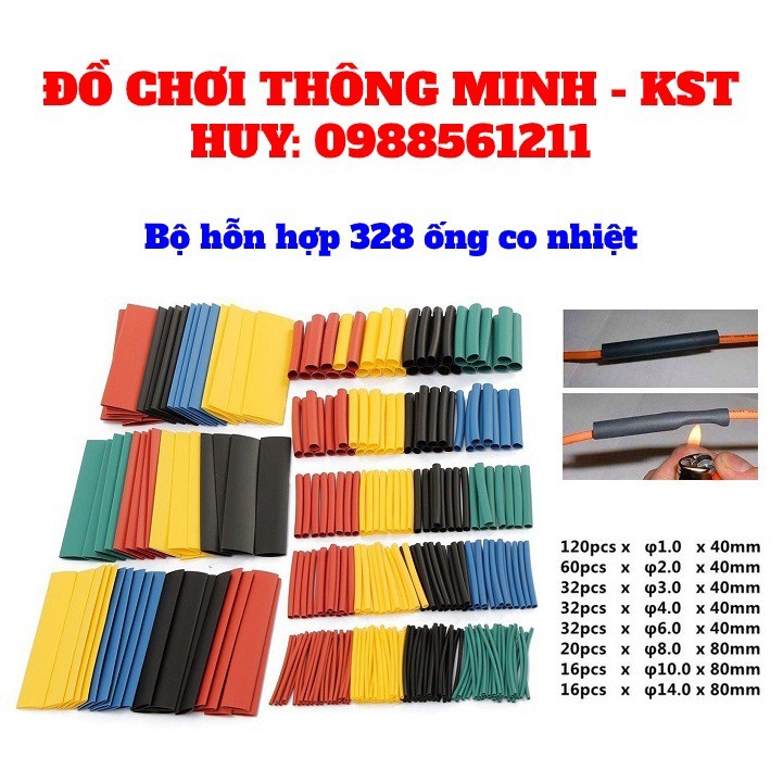 Bộ Hỗn Hợp 328 Ống Co Nhiệt. Nhiều Màu - Nhiều Kích Cỡ