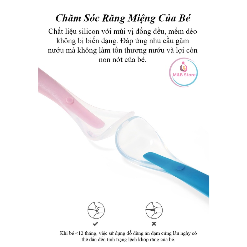 Bộ 3 Muỗng Ăn Dặm Silicon Mềm - KUB
