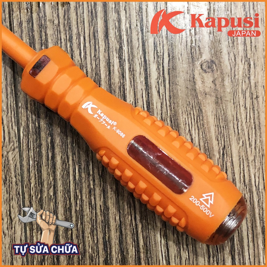 Bút thử điện Kapusi K-9086 chống vỡ kiêm tô vít 4 cạnh và 2 cạnh 4x160mm